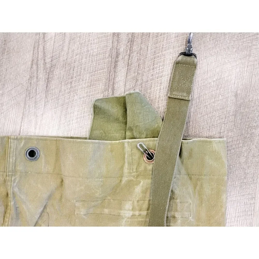 Vintage U.S. Navy Canvas Duffle Bag Military Sea Bag Green Metal Grommets